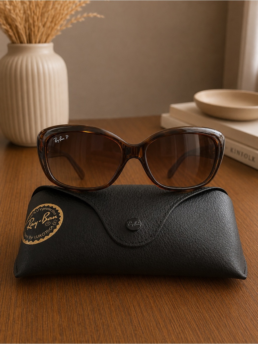 Ray-Ban Tortoiseshell Brown Oversized Women's Sunglasses - Picture 3 of 3